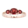 Gemminded 18k Tose Gold Over Sterling Silver 3-Stone Garnet Ring With Diamond Accent 1 Gemminded 18k Tose Gold Over Sterling Silver 3-Stone Garnet Ring With Diamond Accent -Gemminded Jewelry 4403427