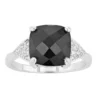 Gemminded Sterling Silver Cushion Cut Onyx & White Topaz Ring 1 Gemminded Sterling Silver Cushion Cut Onyx & White Topaz Ring -Gemminded Jewelry 4403431