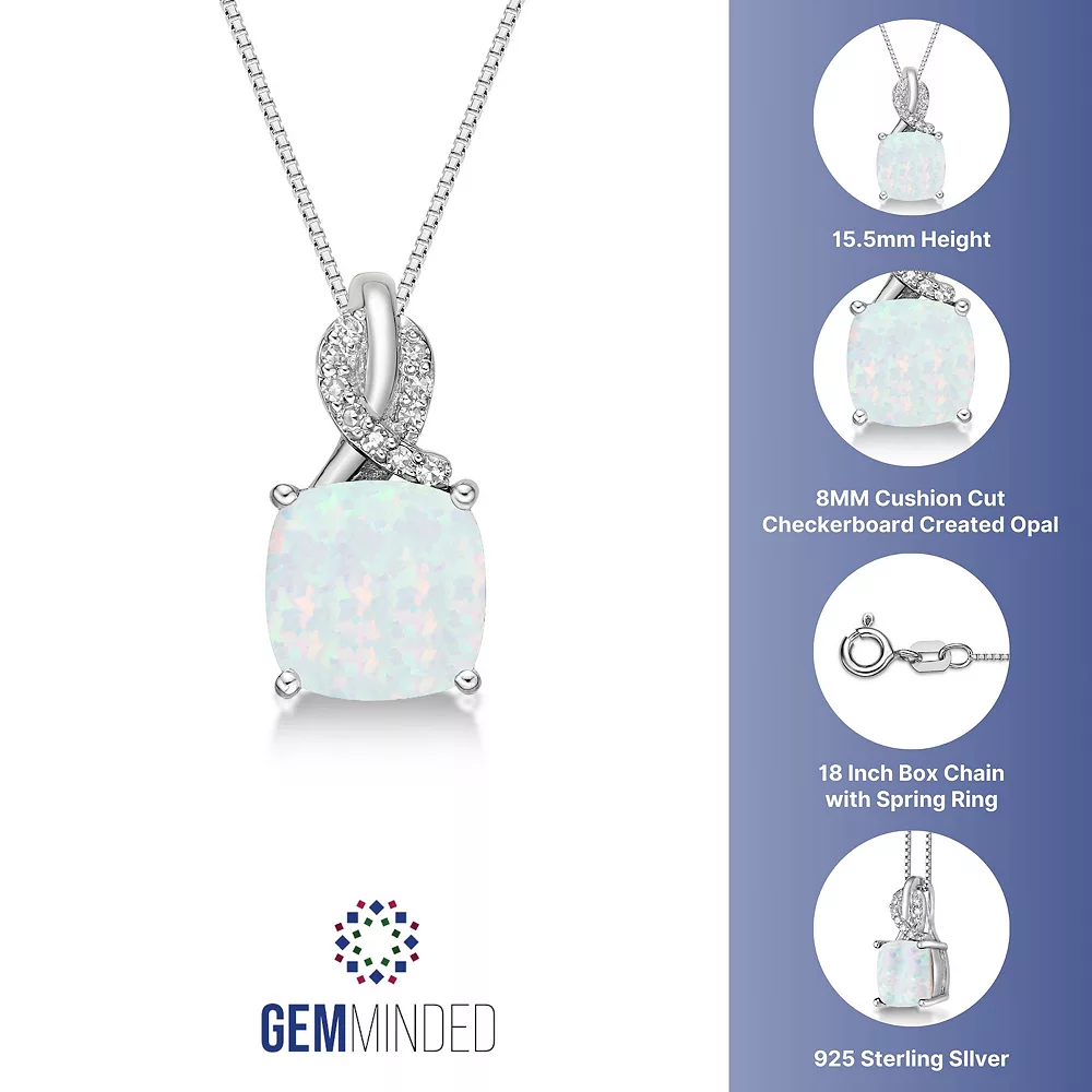 Gemminded Sterling Silver Lab-Created White Opal & Diamond Accent Pendant Necklace 4 Gemminded Sterling Silver Lab-Created White Opal & Diamond Accent Pendant Necklace - Image 2