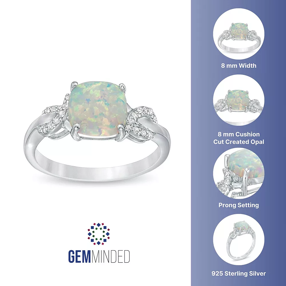 Gemminded Sterling Silver Lab-Created White Opal & 1/10 Carat T.W. Diamond Ring 5 Gemminded Sterling Silver Lab-Created White Opal & 1/10 Carat T.W. Diamond Ring - Image 3