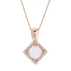 Gemminded 10k Rose Gold 1/6 Carat T.W. Diamond & Lab-Created Opal Pendant Necklace -Gemminded Jewelry 4532126