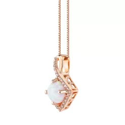 Gemminded 10k Rose Gold 1/6 Carat T.W. Diamond & Lab-Created Opal Pendant Necklace 6 Gemminded 10k Rose Gold 1/6 Carat T.W. Diamond & Lab-Created Opal Pendant Necklace -Gemminded Jewelry 4532126 ALT