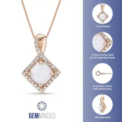 Gemminded 10k Rose Gold 1/6 Carat T.W. Diamond & Lab-Created Opal Pendant Necklace 7 Gemminded 10k Rose Gold 1/6 Carat T.W. Diamond & Lab-Created Opal Pendant Necklace -Gemminded Jewelry 4532126 ALT5