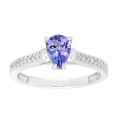 Gemminded 10k White Gold 1/10 Carat T.W. Diamond & Tanzanite Ring