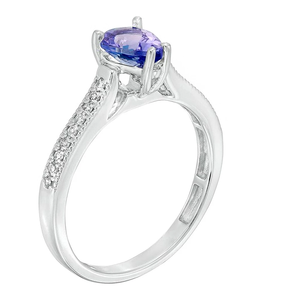 Gemminded 10k White Gold 1/10 Carat T.W. Diamond & Tanzanite Ring 4 Gemminded 10k White Gold 1/10 Carat T.W. Diamond & Tanzanite Ring - Image 2