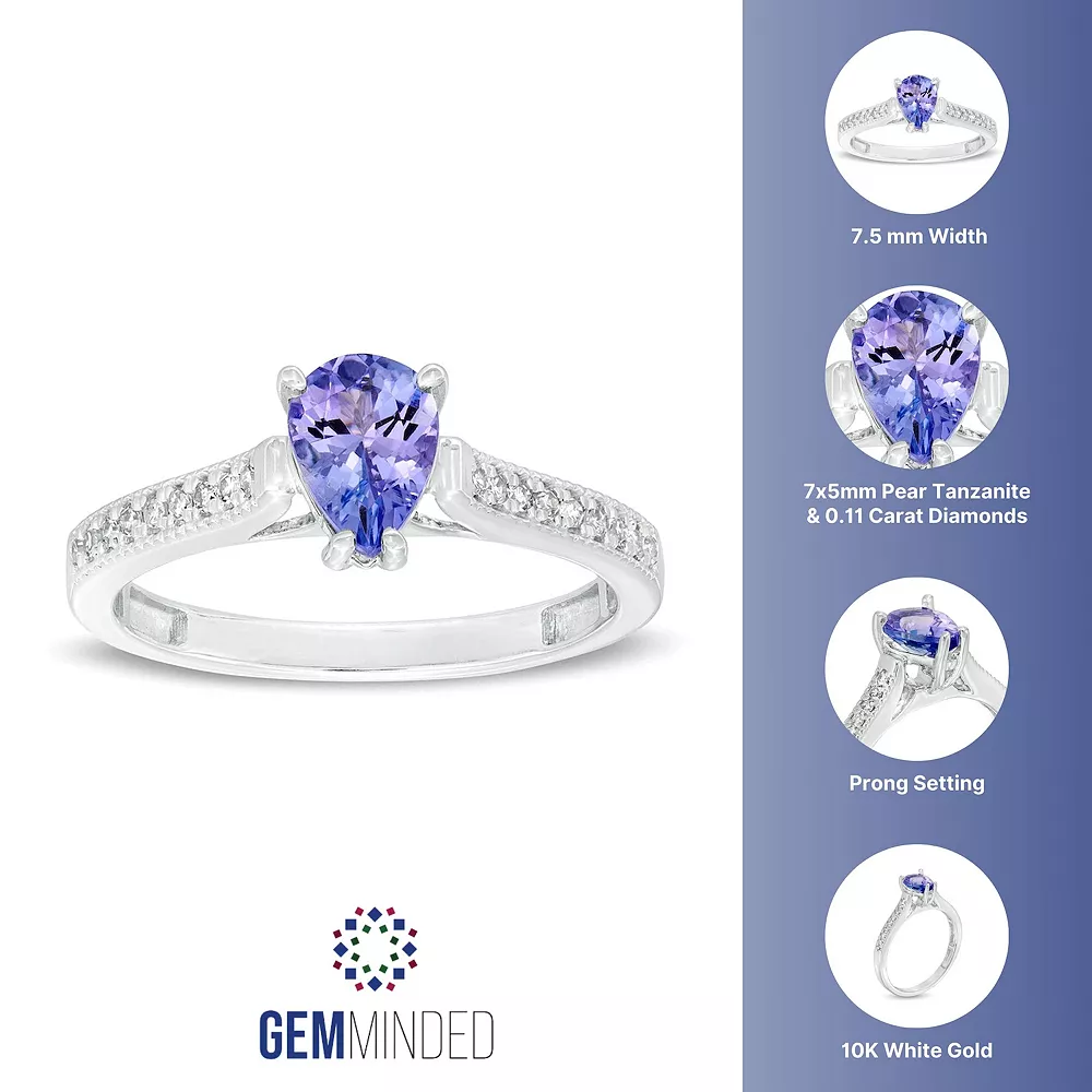 Gemminded 10k White Gold 1/10 Carat T.W. Diamond & Tanzanite Ring 5 Gemminded 10k White Gold 1/10 Carat T.W. Diamond & Tanzanite Ring - Image 3
