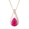 Gemminded 10k Rose Gold Ruby Pendant & Diamond Accent Necklace 2 Gemminded 10k Rose Gold Ruby Pendant & Diamond Accent Necklace -Gemminded Jewelry 4532130