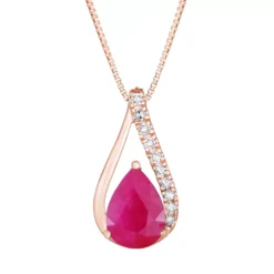 Gemminded 10k Rose Gold Ruby Pendant & Diamond Accent Necklace