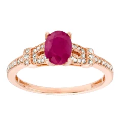 Gemminded 10k Rose Gold 1/6 Carat T.W. Diamond & Ruby Ring