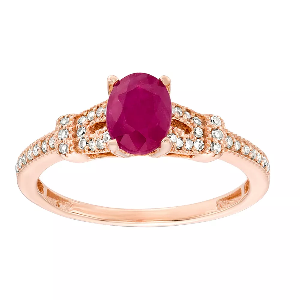 Gemminded 10k Rose Gold 1/6 Carat T.W. Diamond & Ruby Ring 3 Gemminded 10k Rose Gold 1/6 Carat T.W. Diamond & Ruby Ring