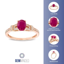 Gemminded 10k Rose Gold 1/6 Carat T.W. Diamond & Ruby Ring 7 Gemminded 10k Rose Gold 1/6 Carat T.W. Diamond & Ruby Ring -Gemminded Jewelry 4532131 ALT5