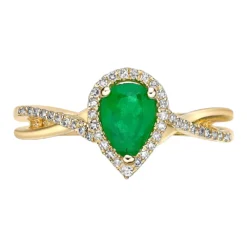 Gemminded 10k Gold 1/6 Carat T.W. Diamond & Emerald Ring -Gemminded Jewelry 4532133 ALT3
