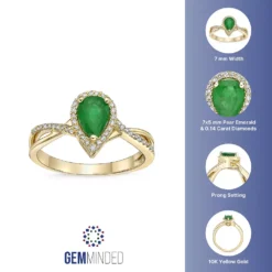 Gemminded 10k Gold 1/6 Carat T.W. Diamond & Emerald Ring -Gemminded Jewelry 4532133 ALT5