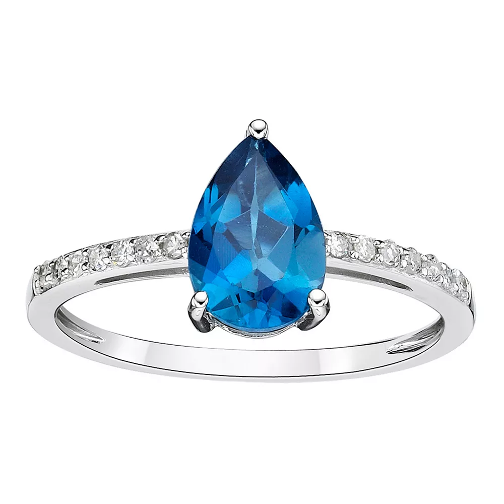 Gemminded 10k White Gold 1/10 Carat T.W. Diamond & London Blue Topaz Ring 3 Gemminded 10k White Gold 1/10 Carat T.W. Diamond & London Blue Topaz Ring