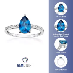 Gemminded 10k White Gold 1/10 Carat T.W. Diamond & London Blue Topaz Ring 9 Gemminded 10k White Gold 1/10 Carat T.W. Diamond & London Blue Topaz Ring -Gemminded Jewelry 4532135 ALT5