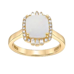 Gemminded 10k Gold 1/4 Carat T.W. Diamond & Opal Ring