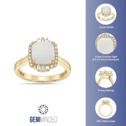 Gemminded 10k Gold 1/4 Carat T.W. Diamond & Opal Ring -Gemminded Jewelry 4532144 ALT5