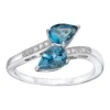 Gemminded 10k White Gold London Blue Topaz & Diamond Accent Ring 1 Gemminded 10k White Gold London Blue Topaz & Diamond Accent Ring -Gemminded Jewelry 4532145