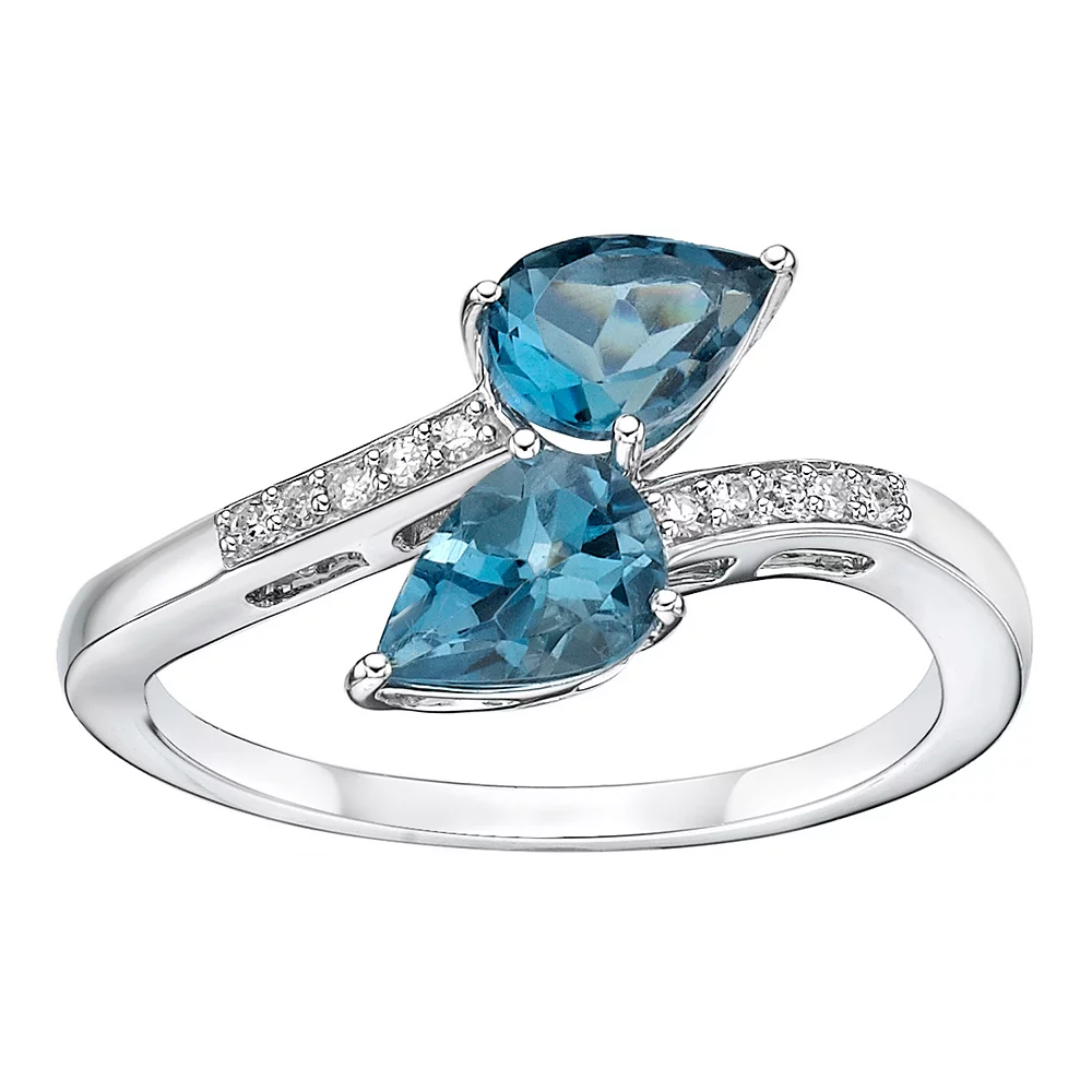 Gemminded 10k White Gold London Blue Topaz & Diamond Accent Ring 3 Gemminded 10k White Gold London Blue Topaz & Diamond Accent Ring