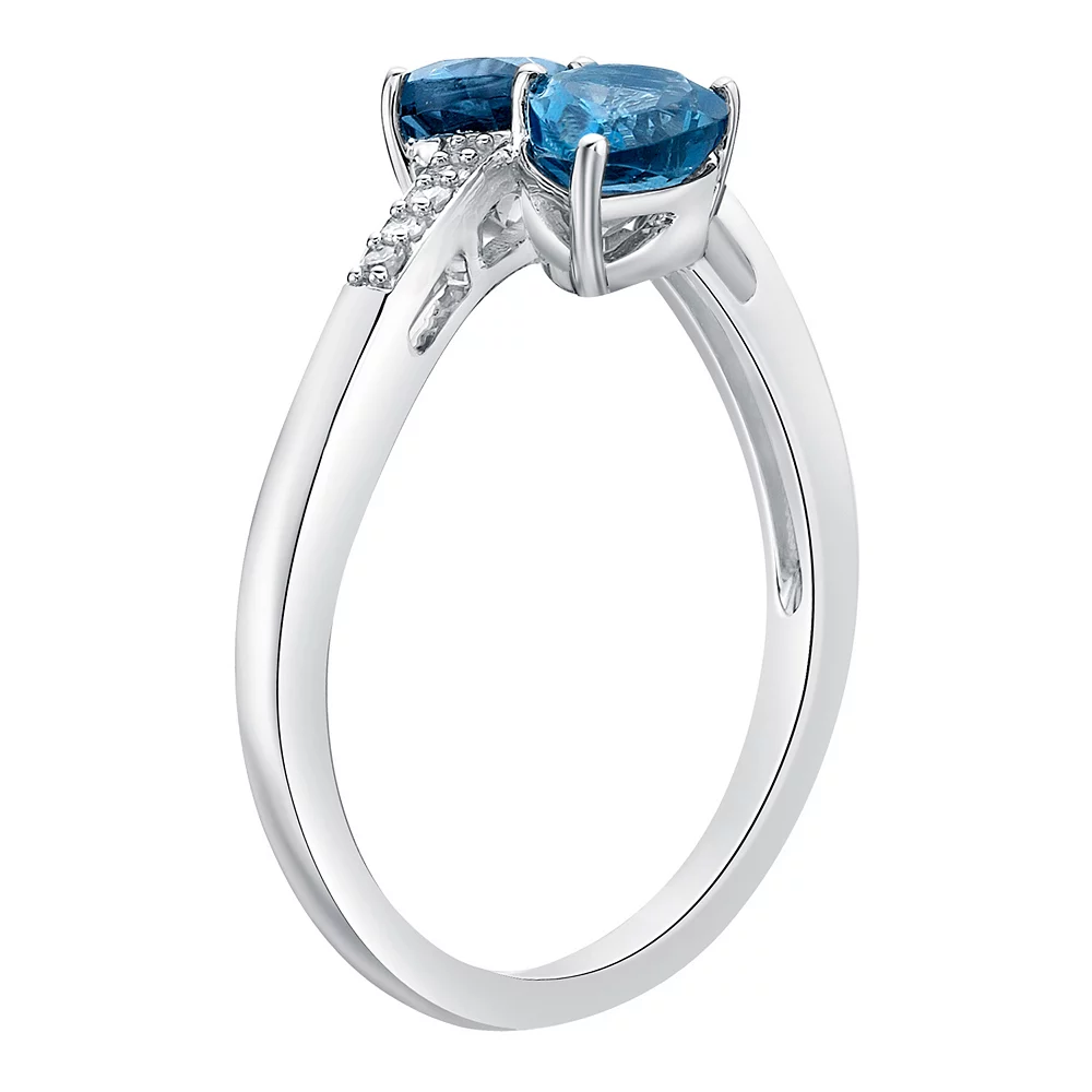 Gemminded 10k White Gold London Blue Topaz & Diamond Accent Ring 4 Gemminded 10k White Gold London Blue Topaz & Diamond Accent Ring - Image 2