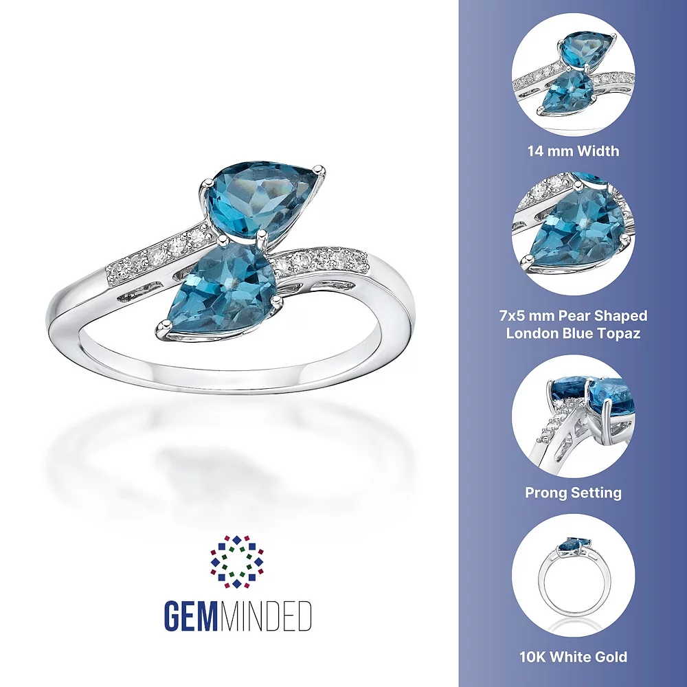 Gemminded 10k White Gold London Blue Topaz & Diamond Accent Ring 6 Gemminded 10k White Gold London Blue Topaz & Diamond Accent Ring - Image 4
