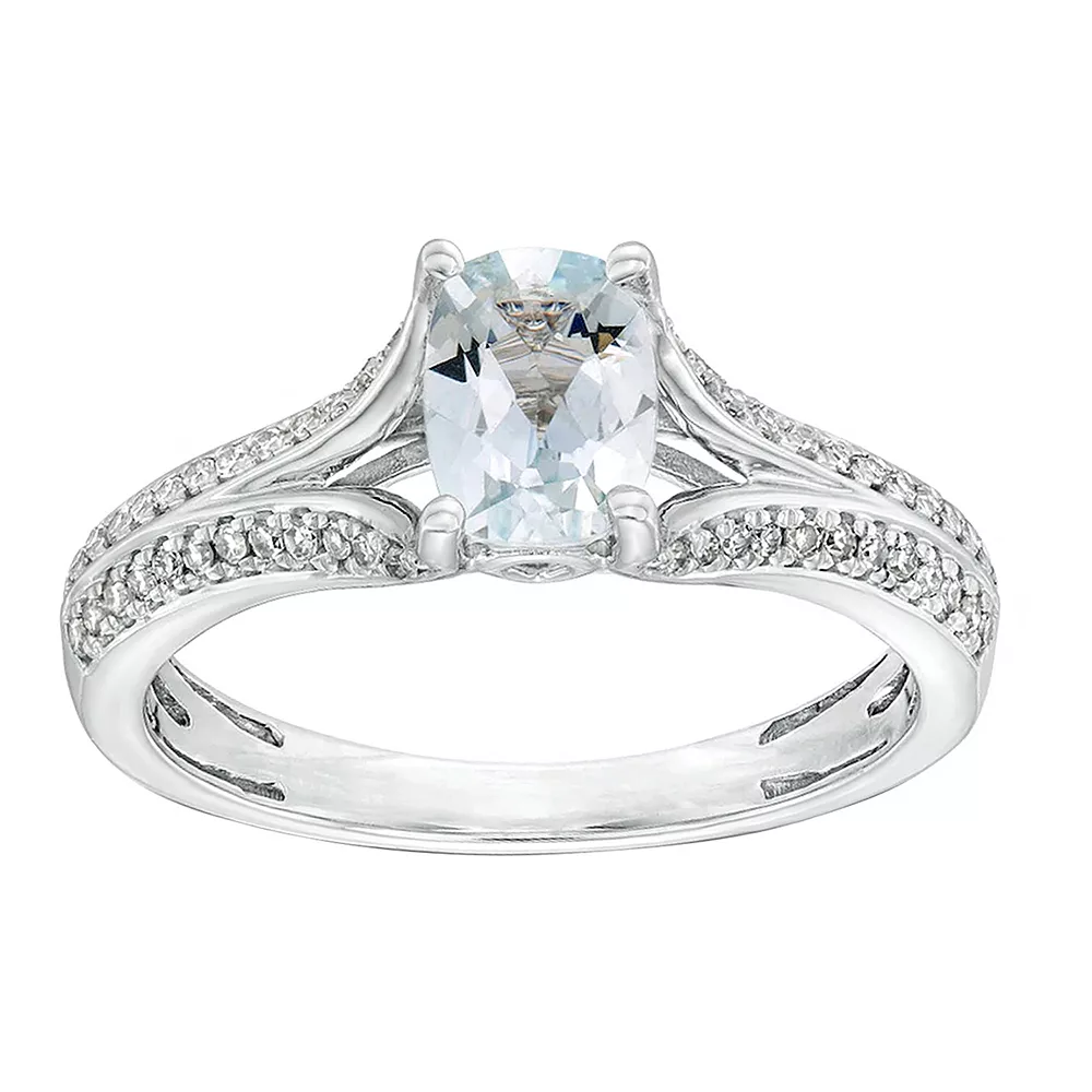 Gemminded 10k White Gold 1/6 Carat T.W. Diamond & Aquamarine Ring 3 Gemminded 10k White Gold 1/6 Carat T.W. Diamond & Aquamarine Ring