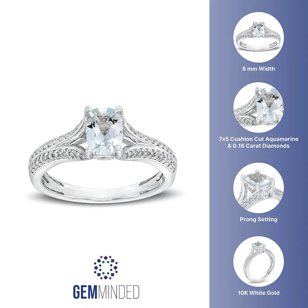 Gemminded 10k White Gold 1/6 Carat T.W. Diamond & Aquamarine Ring 5 Gemminded 10k White Gold 1/6 Carat T.W. Diamond & Aquamarine Ring - Image 3