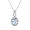 Gemminded 10k White Gold 1/5 Carat T.W. Diamond & Aquamarine Pendant Necklace -Gemminded Jewelry 4532149