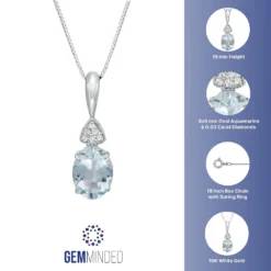 Gemminded 10k White Gold Aquamarine & Diamond Accent Pendant Necklace -Gemminded Jewelry 4532150 ALT5
