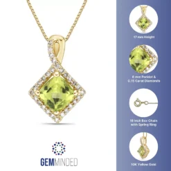 Gemminded 10k Gold 1/6 Carat T.W. Diamond & Peridot Pendant Necklace -Gemminded Jewelry 4532152 ALT5