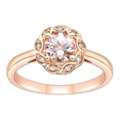 Gemminded 10k Rose Gold Morganite & Diamond Accent Ring