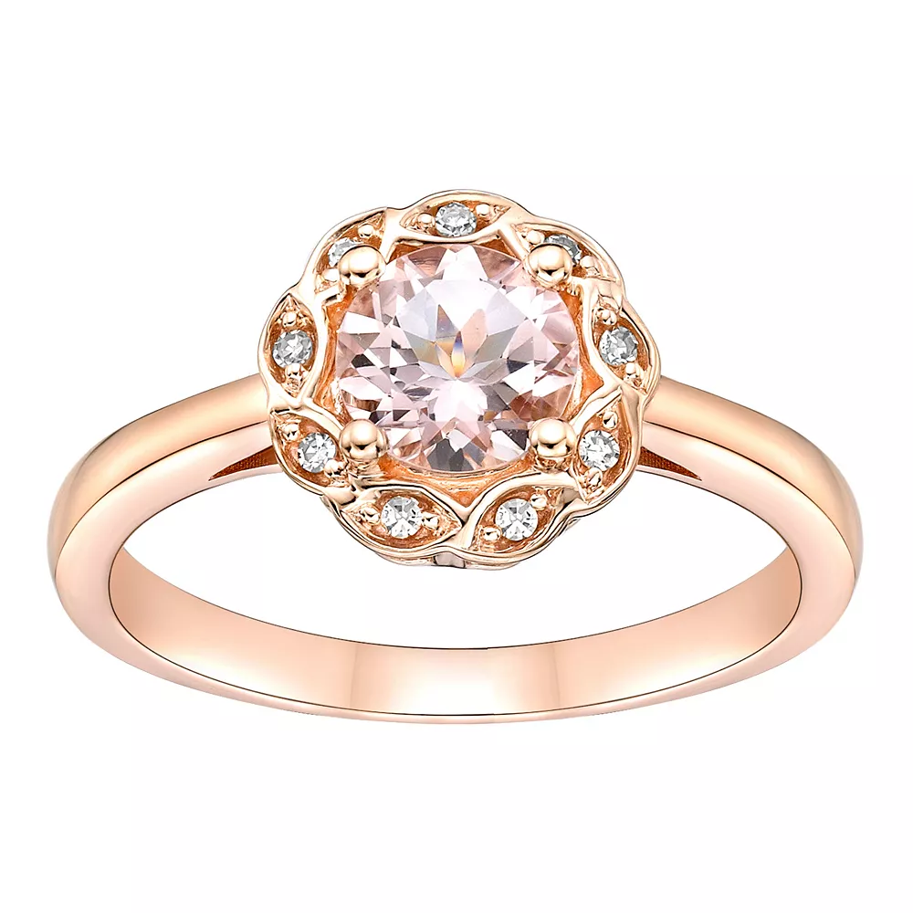 Gemminded 10k Rose Gold Morganite & Diamond Accent Ring 3 Gemminded 10k Rose Gold Morganite & Diamond Accent Ring