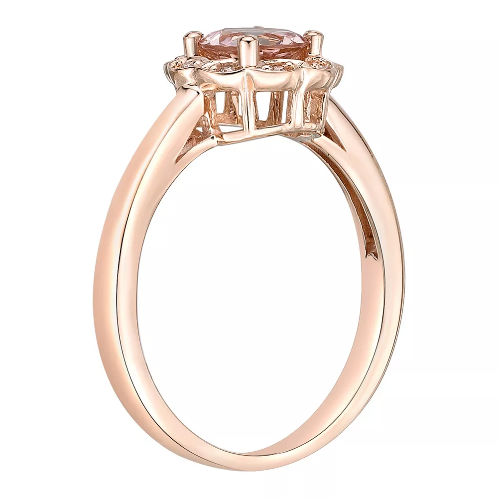 Gemminded 10k Rose Gold Morganite & Diamond Accent Ring 4 Gemminded 10k Rose Gold Morganite & Diamond Accent Ring - Image 2