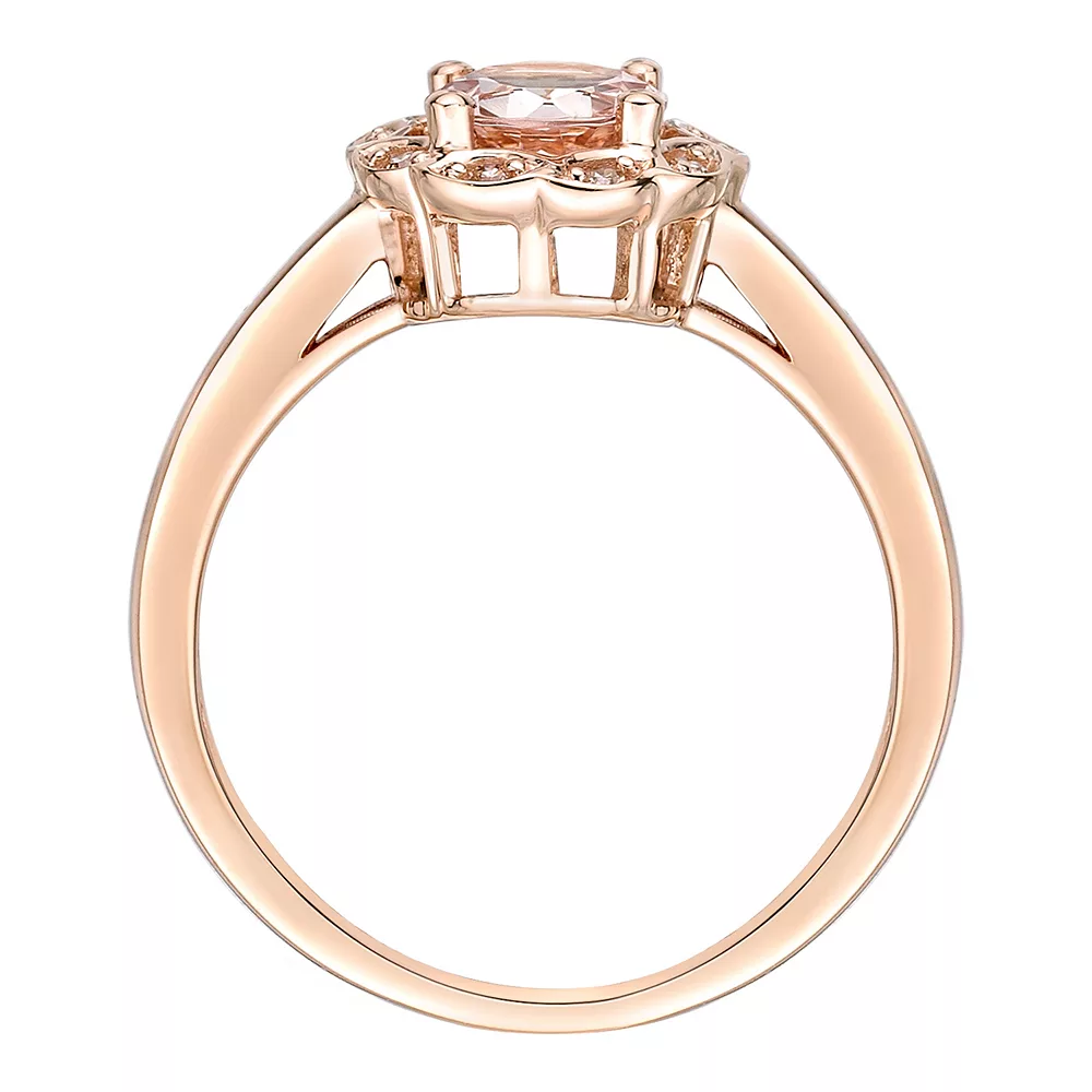 Gemminded 10k Rose Gold Morganite & Diamond Accent Ring 5 Gemminded 10k Rose Gold Morganite & Diamond Accent Ring - Image 3