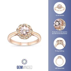 Gemminded 10k Rose Gold Morganite & Diamond Accent Ring 9 Gemminded 10k Rose Gold Morganite & Diamond Accent Ring -Gemminded Jewelry 4532154 ALT5