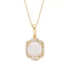 Gemminded 10k Gold 1/4 Carat T.W. Diamond & Opal Pendant Necklace -Gemminded Jewelry 4532156