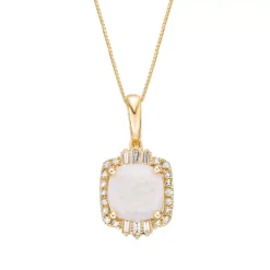 Gemminded 10k Gold 1/4 Carat T.W. Diamond & Opal Pendant Necklace