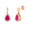 Gemminded 10k Rose Gold 1/10 Carat T.W. Diamond & Ruby Drop Earrings