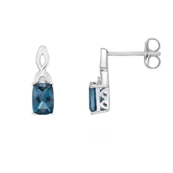 Gemminded 10k White Gold London Blue Topaz & Diamond Accent Drop Earrings