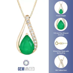 Gemminded 10k Gold Emerald & Diamond Accent Pendant Necklace -Gemminded Jewelry 4532166 ALT5