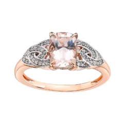 Gemminded 10k Rose Gold 1/10 Carat T.W. Diamond & Morganite Ring