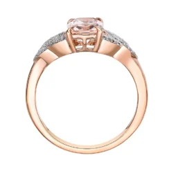 Gemminded 10k Rose Gold 1/10 Carat T.W. Diamond & Morganite Ring -Gemminded Jewelry 4532169 ALT2