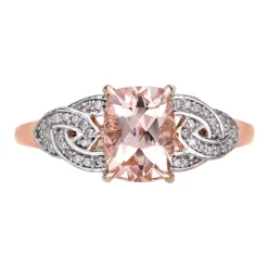 Gemminded 10k Rose Gold 1/10 Carat T.W. Diamond & Morganite Ring -Gemminded Jewelry 4532169 ALT3
