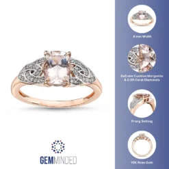 Gemminded 10k Rose Gold 1/10 Carat T.W. Diamond & Morganite Ring -Gemminded Jewelry 4532169 ALT5