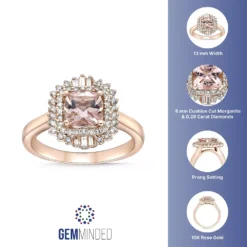Gemminded 10k Rose Gold 1/3 Carat T.W. Diamond & Morganite Ring -Gemminded Jewelry 4532170 ALT5