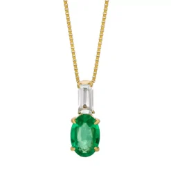 Gemminded 10k Gold White Topaz & Emerald Pendant Necklace