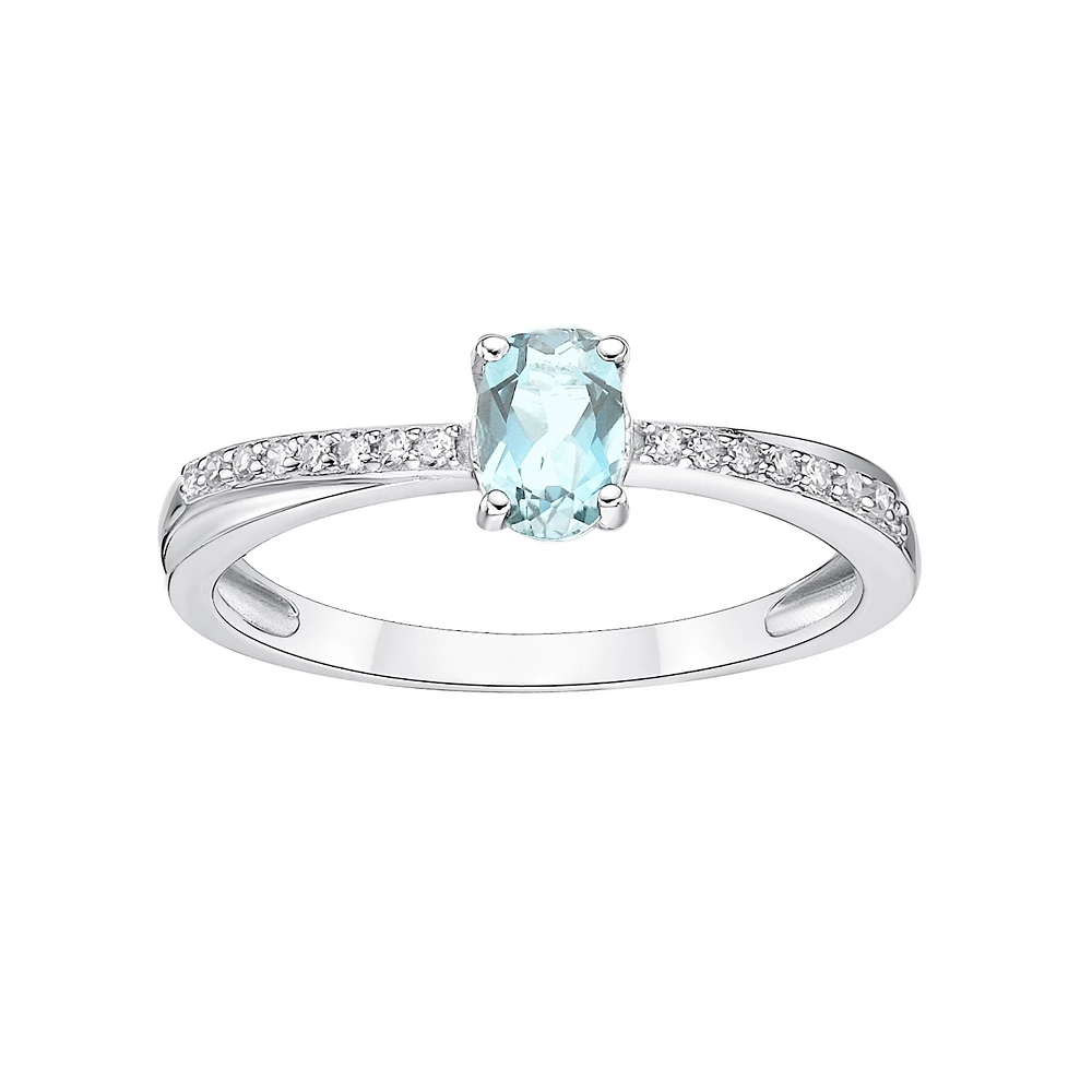 Gemminded 10k White Gold Aquamarine & Diamond Accent Ring 3 Gemminded 10k White Gold Aquamarine & Diamond Accent Ring