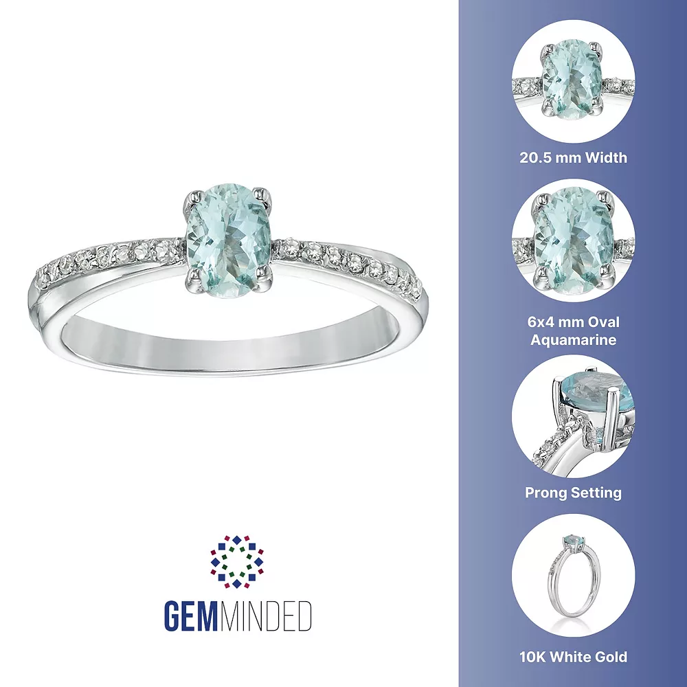 Gemminded 10k White Gold Aquamarine & Diamond Accent Ring 5 Gemminded 10k White Gold Aquamarine & Diamond Accent Ring - Image 3