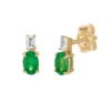 Gemminded 10k Gold White Topaz & Emerald Drop Earrings -Gemminded Jewelry 4532182
