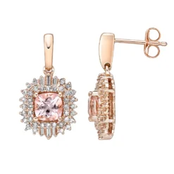 Gemminded 10k Rose Gold 1/2 Carat T.W. Diamond & Morganite Drop Earrings